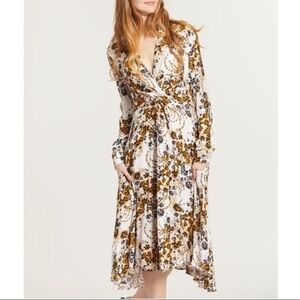 Free People Tough Love Shirt Dress Long Sleeve Floral Top 0 White